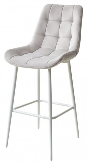 Барный стул ХОФМАН, цвет H-09 Светло-серый, велюр / белый каркас М-City в Южноуральске - yuzhnouralsk.mebel-74.com | фото
