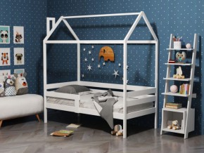 Детская кровать-домик из массива березы Соня-6 (800*1600) Белый/Лак в Южноуральске - yuzhnouralsk.mebel-74.com | фото