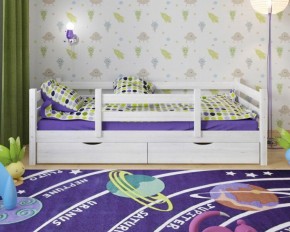 Детская кровать из массива березы Соня-5 *БЕЗ ЯЩИКОВ (800*1600) Белый/Лак в Южноуральске - yuzhnouralsk.mebel-74.com | фото