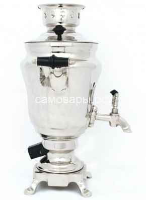 Электрический самовар из латуни никелированный на 1,5 литра форма "Тюльпан" с защитой от выкипания в Южноуральске - yuzhnouralsk.mebel-74.com | фото