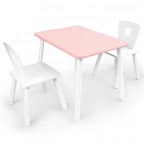 Комплект детской мебели стол и два стула Корона  (Розовый/Белый/Белый) в Южноуральске - yuzhnouralsk.mebel-74.com | фото