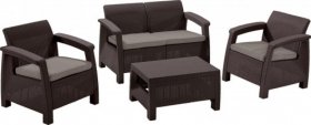 Комплект мебели Корфу сет (Corfu set) коричневый - серо-бежевый * в Южноуральске - yuzhnouralsk.mebel-74.com | фото