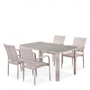 Комплект плетеной мебели T256C/Y376C-W85 Latte (4+1) + подушки на стульях в Южноуральске - yuzhnouralsk.mebel-74.com | фото