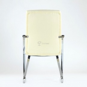 Кресло Barneo K-25 для посетителей и переговорных (хром, бежевая экокожа) в Южноуральске - yuzhnouralsk.mebel-74.com | фото