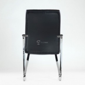 Кресло Barneo K-25 для посетителей и переговорных (хром, черная экокожа) в Южноуральске - yuzhnouralsk.mebel-74.com | фото