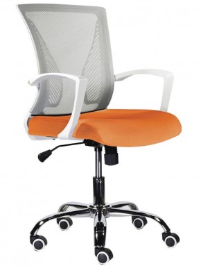 Кресло BRABIX "Wings MG-306", пластик белый, хром, сетка, серое/оранжевое, 532011 в Южноуральске - yuzhnouralsk.mebel-74.com | фото