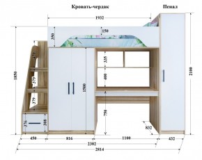 Кровать-чердак Тея (*Без Пенала) в Южноуральске - yuzhnouralsk.mebel-74.com | фото