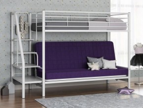 Кровать двухъярусная с диваном "Мадлен-3" (Белый/Фиолетовы) в Южноуральске - yuzhnouralsk.mebel-74.com | фото