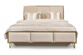 Кровать Lara 1600 с мягким изголовьем + основание (белый глянец) в Южноуральске - yuzhnouralsk.mebel-74.com | фото