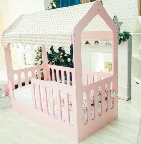 Кровать-домик без ящика 800*1600 (Розовый) в Южноуральске - yuzhnouralsk.mebel-74.com | фото