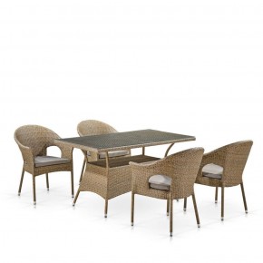 Обеденный комплект плетеной мебели T198B/Y79B-W56 Light Brown (4+1) в Южноуральске - yuzhnouralsk.mebel-74.com | фото