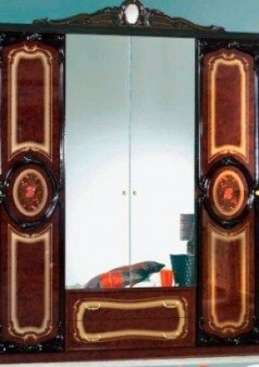 Шкаф 4-х дверный с зеркалами (01.144) Роза (могано) в Южноуральске - yuzhnouralsk.mebel-74.com | фото