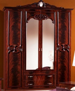 Шкаф 4-х дверный с зеркалами (03.144) Ольга (могано) в Южноуральске - yuzhnouralsk.mebel-74.com | фото