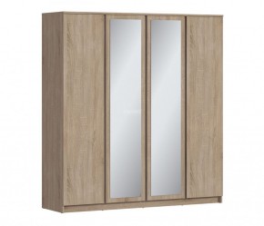 Шкаф 4х дверный с зеркалами Веста СБ-3082 (Дуб Сонома) в Южноуральске - yuzhnouralsk.mebel-74.com | фото