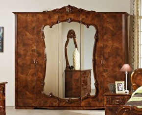 Шкаф 5-и дверный с зеркалами (20.145) Тициана (орех) в Южноуральске - yuzhnouralsk.mebel-74.com | фото