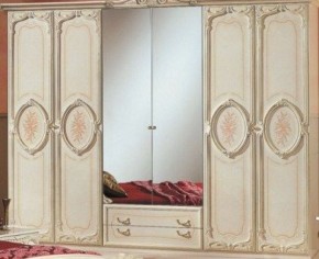 Шкаф 6-и дверный с зеркалами (01.146) Роза (беж) в Южноуральске - yuzhnouralsk.mebel-74.com | фото