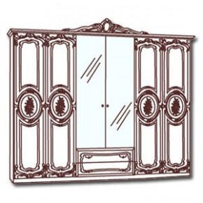 Шкаф 6-и дверный с зеркалами (01.146) Роза (могано) в Южноуральске - yuzhnouralsk.mebel-74.com | фото