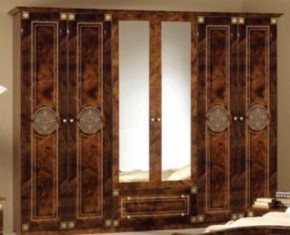 Шкаф 6-и дверный с зеркалами (02.146) Рома (орех) в Южноуральске - yuzhnouralsk.mebel-74.com | фото